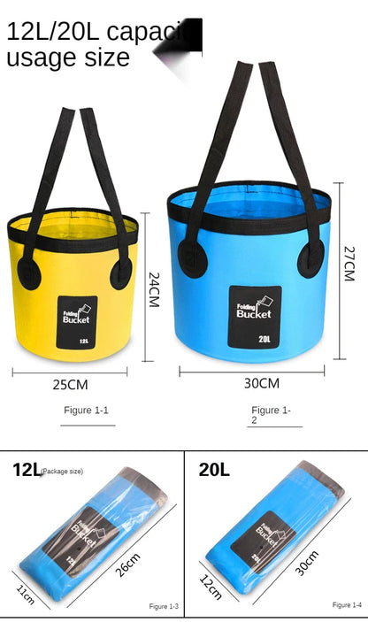 12L/20L Bowl Sink Washing Bag Car Wash Bucket Portable Outdoor Travel Foldable Water Multifunction Folding Portable Bucket Water