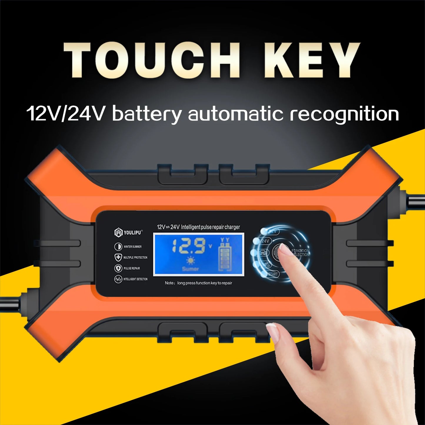 Car Battery Charger 12V 10A 24V 5A Automotive Digital Display Detection Pulse Repair Car Chargers Motorcycle Car Accesorries