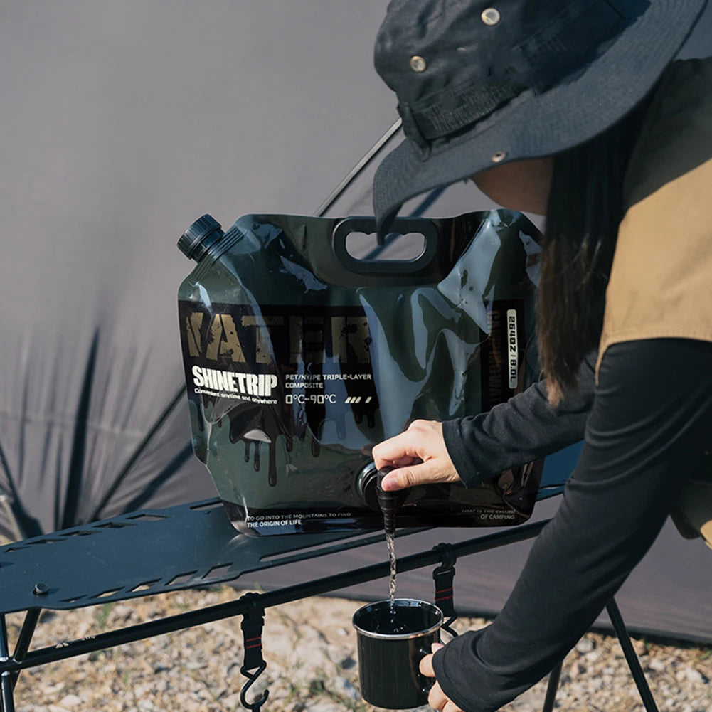 8L Portable Water Bags Folding Camping Water Container Jug Bucket with Faucet for Outdoor Hiking Travel Water Storage Jug Pouch