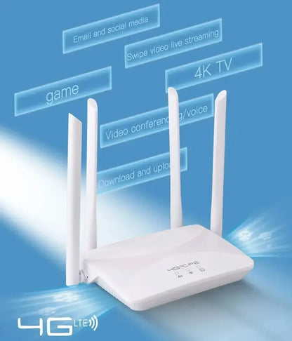 WiFi Router 4G LTE WIFI Extender Repeater 150Mbps 4 Antennas Power Signal Booster Intelligent Micro SIM Card for Home Office