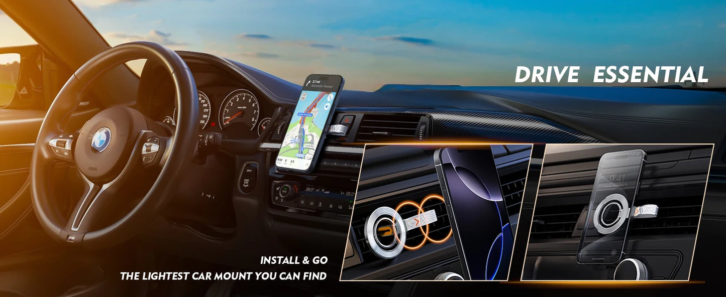 for MagSafe Car Mount, 3-in-1 Upgraded Magnetic Phone Ring Holder Grip Kickstand Car  with MagSafe Accessories for IOS & Android