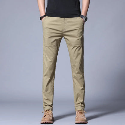 ICPANS Summer Thin Casual Pants Men Pockets with Zipper Black Slim Fit Skinny Mens Trousers Office