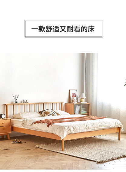 Solid wood bed 1.8 meters double  master bedroom Nordic room modern simple single bed 1.2m 1.5m