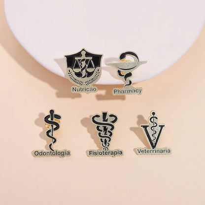 Veterinary Pharmacy Symbol Caduceus Snake Enamel Pins Odontologia Nutricao Fisioterapia Medical Health Badge Brooch Doctor Nurse