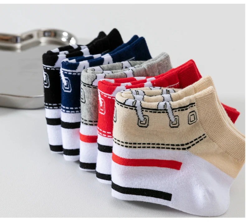 5 pairs of autumn and winter men's sports socks for summer leisure, sweat wicking, comfortable, lightweight, breathable basketba