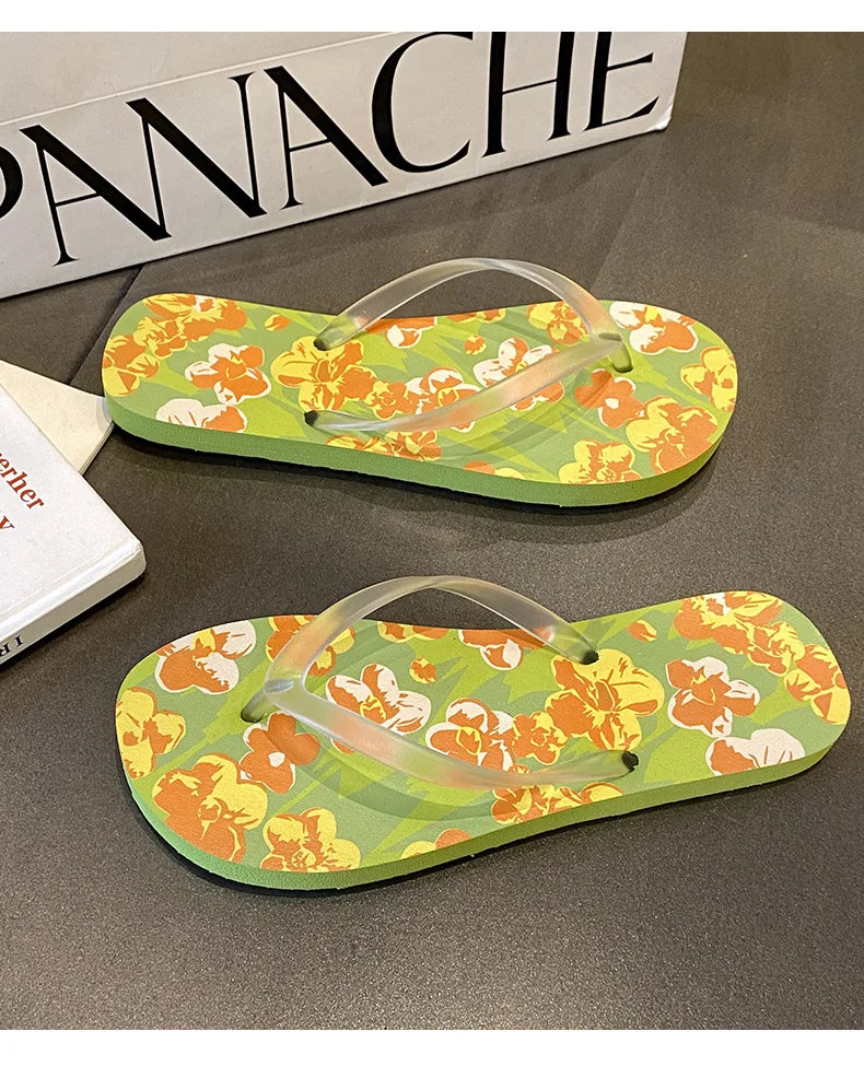 Flip Flops Trendy Summer Outerwear Fashionable Clip On Beach Slippers Anti Slip Couple'S Splint Slippers Leisure Convenience