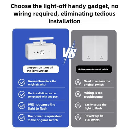 Smart Wireless Light Switch Remote Control for Bedroom/Lazy People, Auto On/Off, Smart Home Device