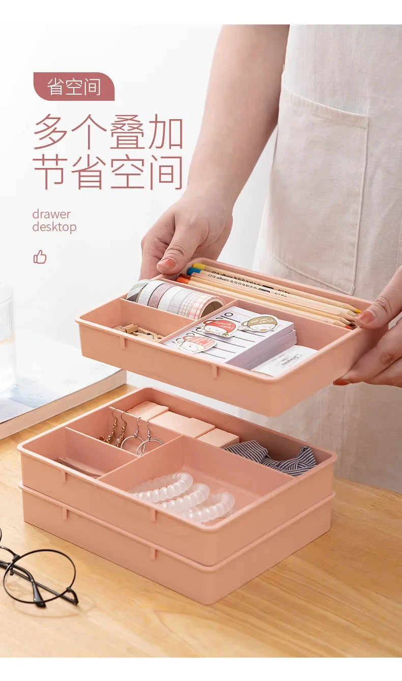 Desk Drawer Organizer Stackable Multi-cell Storage Box Tray Dressing Table Jewelry Organizer Makeup Organizer For Home Office