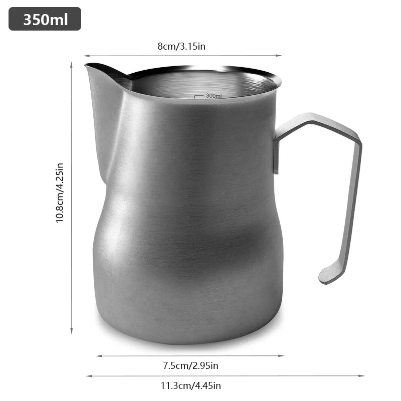 Milk Frothing Pitcher Jug 350/500ML Stainless Steel Coffee Milk Frothing Jug for Espresso Latte Art Barista Steam Milk Jug