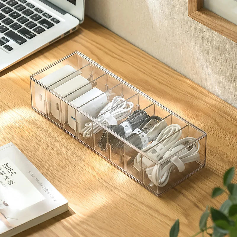 1PC Data Cable Storage Box Charging Cable Mobile Phone Charger Desktop Organizer Cable Management Tool with Cover Dustproof Box