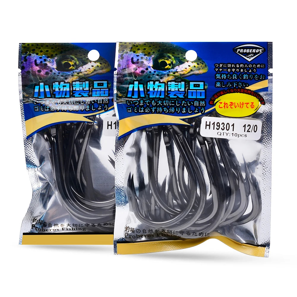 PROBEROS 10Pcs/lot Thick High Carbon Steel Fishhook Lron Hook With Barb Hook for Haihu River Fishing Gear Accessories Wholesale