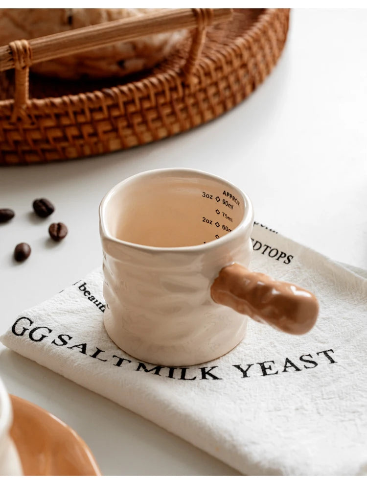 3oz/90ml Milk Jug Espresso Cup with Scale Fine Ceramic Coffee Measuring Cup Extraction Cup Milk Jug