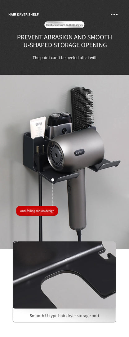 Bathroom Shelf Dryer Cradle Wall Shelves Hair Dryer Holder Shower Hairdryer Organizer Box Toilet Blower Holder Shelf Bathroom