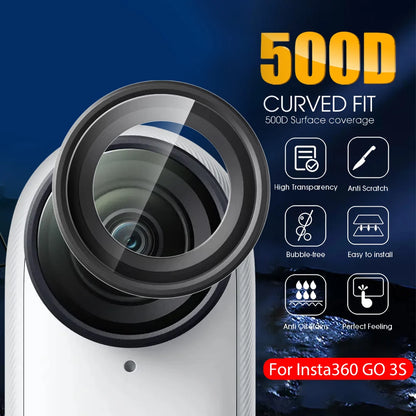 Upgrade Camera Lens Protectors for Insta360 GO 3S Tempered Glass Camera Films Lens Guard Action Video Cameras Accessories