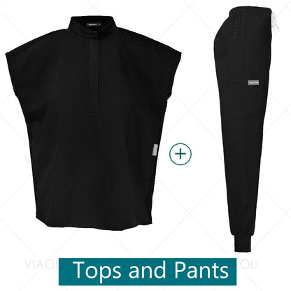 Scrubs Uniforms Sets Medical Nursing Hospital Working Clothes Solid Color Surgical Gowns Breathable Scrub Top Joggers Pants Suit