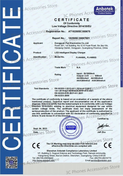 Battery Charger 4 Slot Intelligent Fast Charge With Indicator For 1.2V NiMH NiCd AAA/AA Rechargeable Batteries USB C Micro Jack