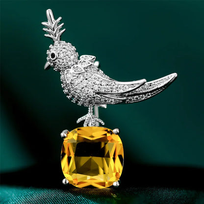 fashion crystal stone bird brooch women's mens coat accessories pins