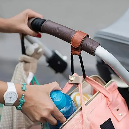 Stroller Hooks Baby Diaper Bag Hook Stroller Organize PU Leather Adjustable Pram Multi-function Hook Strong Bearing High Quality