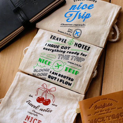 Fromthenon A6 A7 Loose Leaf Notebook Storage Bags Traveler Notebook Journal Storage Bag Planner Drawstring Stationery Supplies