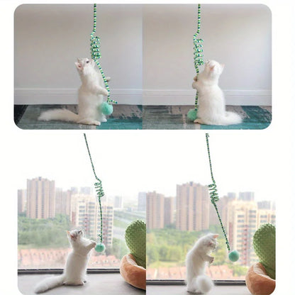 Interactive Cat Hanging  Simulation Cat  Funny Self-hey Interactive  for Kitten Playing Teaser Wand Toy Cat with bell
