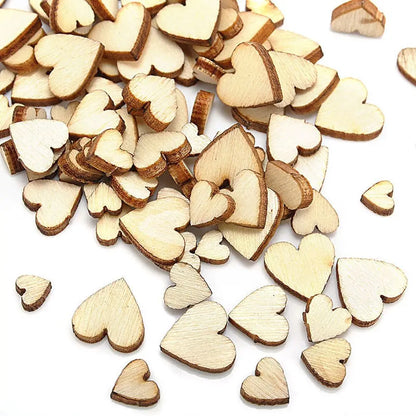 100Pcs Wooden Love Heart Table Scatter DIY Crafts Accessories Wedding Decoration Accessories Cute Home Sewing Accessories