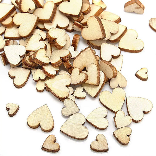 100Pcs Wooden Love Heart Table Scatter DIY Crafts Accessories Wedding Decoration Accessories Cute Home Sewing Accessories