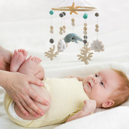 Baby Crib Mobiles Rattle Toy 0-12Months Soft Felt Whale Ball Bed Bell Newborn Music Box Bed Bell Crib Hanging Toys Infant Toys