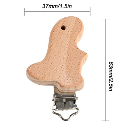 Kovict 5Pcs 19 Styles Beech Wooden Clips Metal Bracket DIY Pacifier Chain Handmade Crafts Accessories