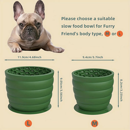Silicone Slow Feeder  Dog Bowl with Suction Cup - Non-Slip, Healthy Eating Pet Dish for Small Breeds