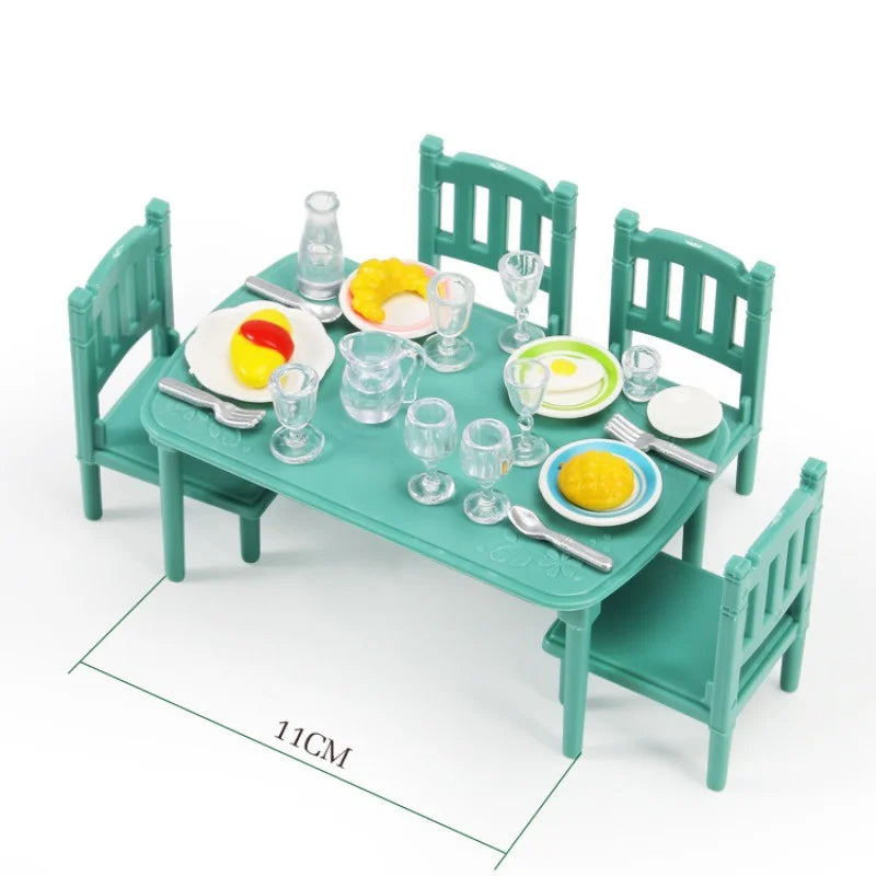 Dollhouse Furniture Set Doll house Bathroom/Kitchen/Fridge/Washing Machine Laundry Kids Doll House Miniature Pretend Play Toys