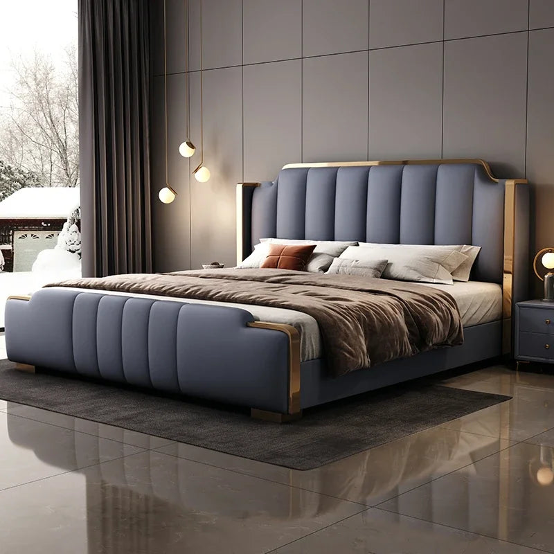 Italian Luxury Beds Leather Modern Simple Storage Beds Queen White Bedroom Double Somieres Marcos De Cama Bedroom Furniture