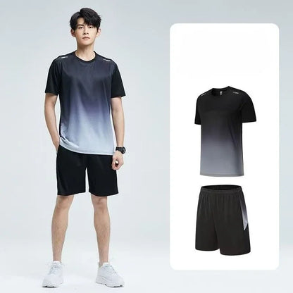 Sports SuitsMan Sets  Quick Drying Breathable Basic Trendy Two Piece Set Outdoor Novelty in Outfit Two-piece T-shirts Shorts Men