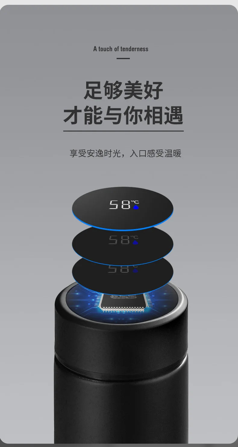 2024 New Temperature Display Thermos Keeps Cold And Heat Thermal Bottle Stainless Steel Thermos For Baby Children Kids Terms