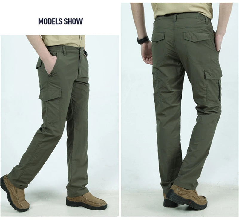 2025 Outdoor Waterproof Tactical Cargo Pants Men Breathable Summer Casual Army Military Long Trousers Male Quick Dry Cargo Pants