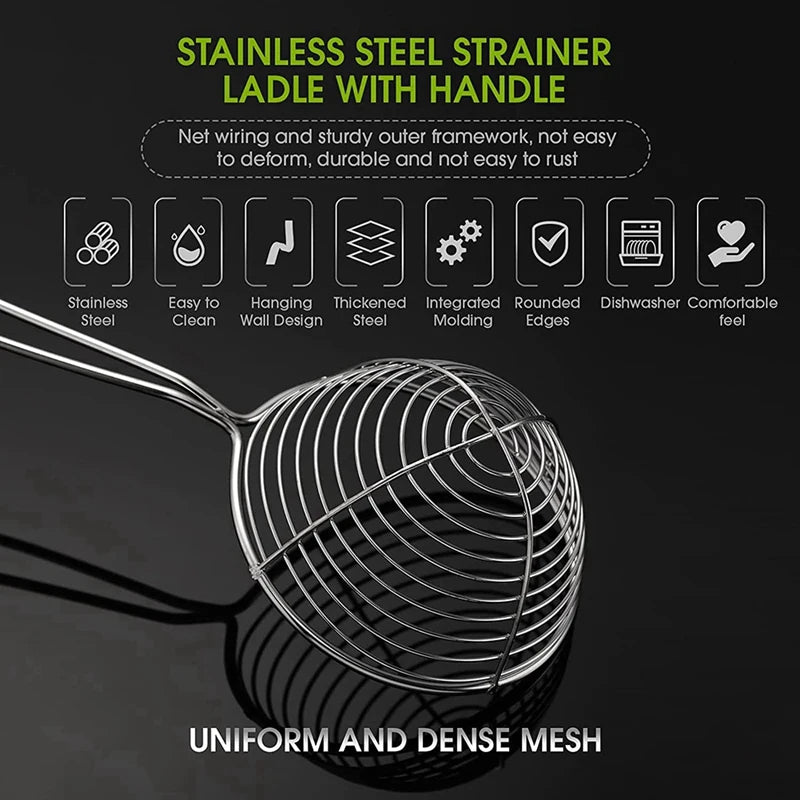 Hot Pot Strainer Scoops, Stainless Steel Hot Pot Strainer Spoons Mini Mesh Skimmer Spoon Strainer Ladle With Handle