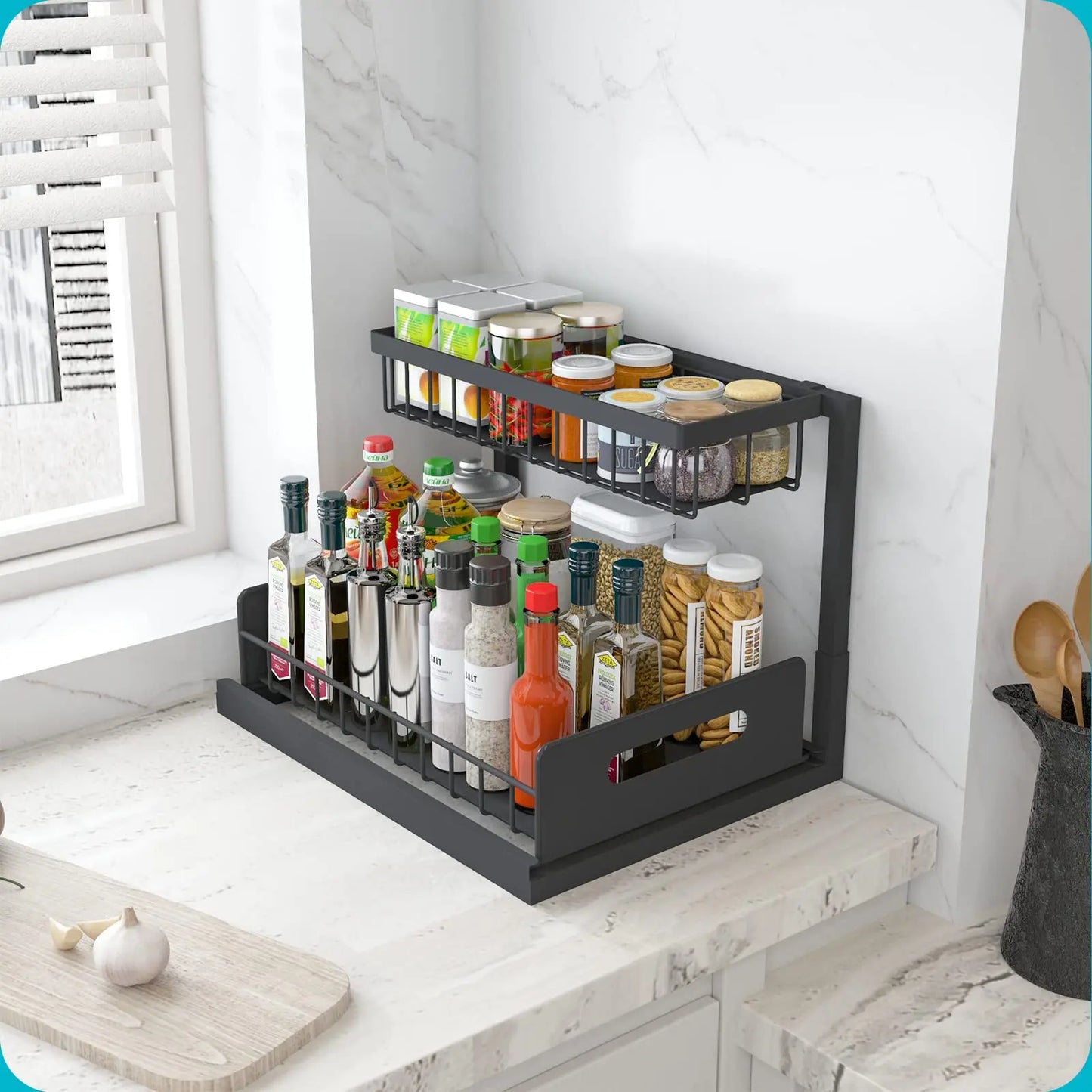 Caddy Garage Bathroom Drawer Organizer Utensils Small Cabinet Basket Stand Kitchen Container Under Sink Organizers And Storage