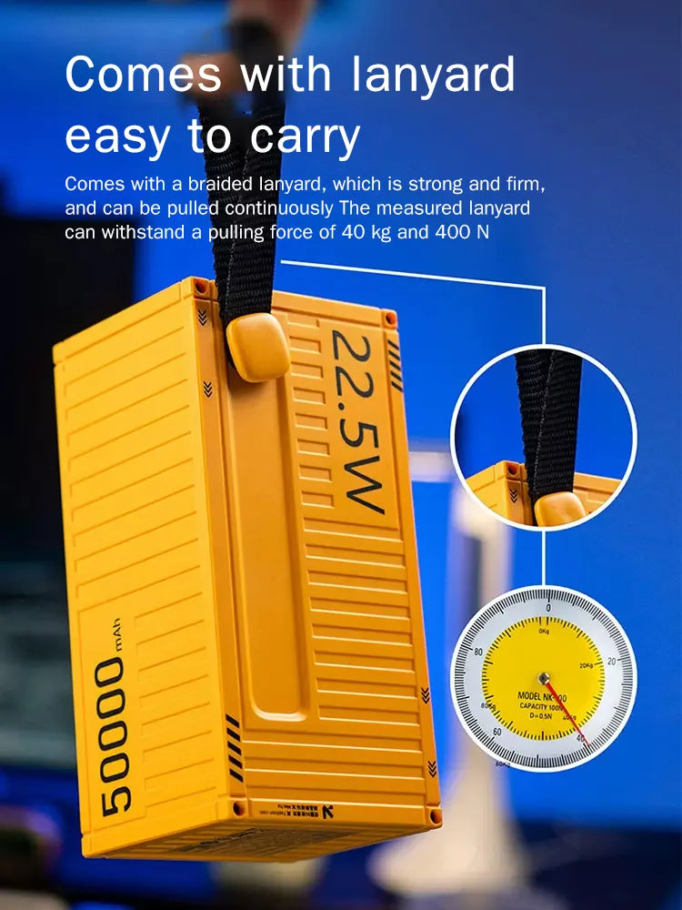 Large Capacity 50000mAh Power Bank 22.5W PD Fast Charging Auxiliary Battery for Outdoor Camping High-Speed External Spare