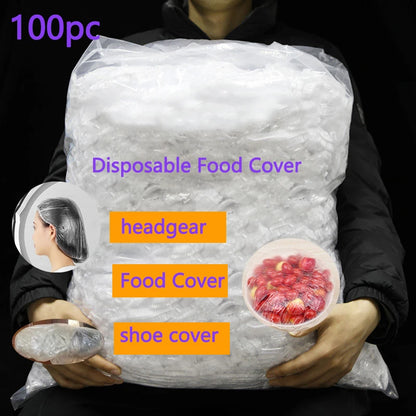 50/500PC Disposable Food Cover bags Elastic Plastic Wrap Food Reusable Dustproof Waterproof Hair Hat Shower Bowl Cap Fresh cover