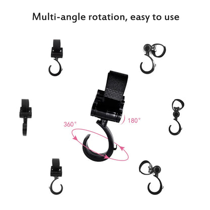 Multifunction Baby Stroller Hooks Aluminum Alloy Carabiner 360° Rotatable Trolley Hook Cart Organizer Buckle Clips Hanger Tools