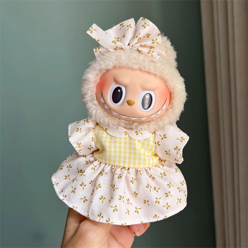 17cm Labubu Plush Doll Clothes Outfit  Fashion Clothes Accessories Labubu Multiple Series Cute Attire Gift for Doll Collectors