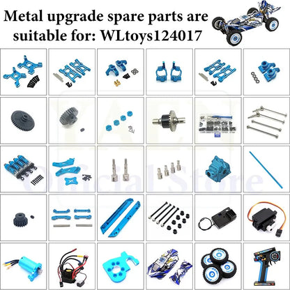 WLtoys 124017 1/12 RC Original Metal Spare Parts Swing Arm C Seat Bottom Motor Differential Gearbox Shock Absorbers Tire