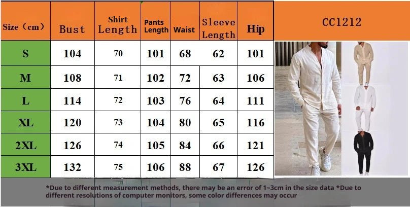 Mens Sets Linen Spring Autumn Leisure Suit Long Sleeve Shirts and Trousers Two Piece Sets Fashion Men Hot Sales Comfortable