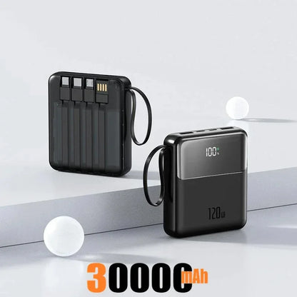 Portable Power Bank 50000mAh 120W Super Fast Charging Mobile External Battery With Four Cable Charger Suitable For iPhone Xiaomi
