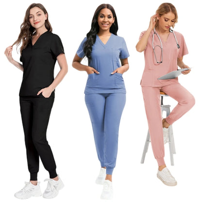 Medical Scrubs Bulk Order - Anti-Microbial Jogger Sets for Surgery/Dental/Vet/SPA/Pharmacy Multi-Pocket Workwear with Pen Slot