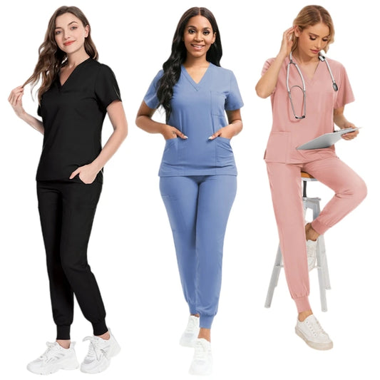 Medical Scrubs Bulk Order - Anti-Microbial Jogger Sets for Surgery/Dental/Vet/SPA/Pharmacy Multi-Pocket Workwear with Pen Slot