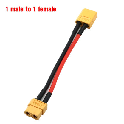 XT60 Parallel Battery Connector Male/Female Cable Dual Extension Y Splitter/ 3-Way 14AWG Silicone Wire for RC Battery Motor