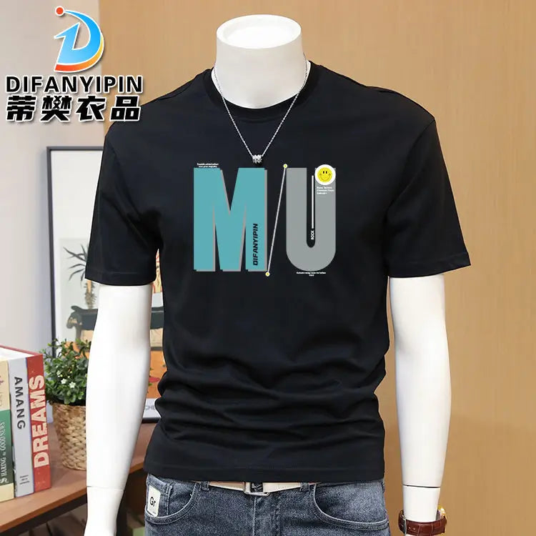 Men's T-shirts, Summer Round Neck Printed Trendy Men's Casual Versatile Short Sleeve Tops