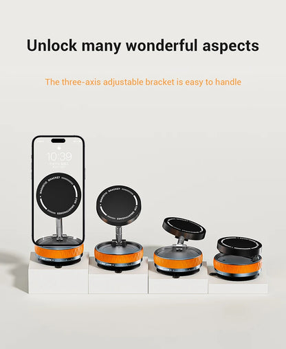 Vacuum Suction Magnetic Car Mount Strong Suction Stand Phone Holder Foldable Design 360° Rotation Adjustable Car Phone Bracket