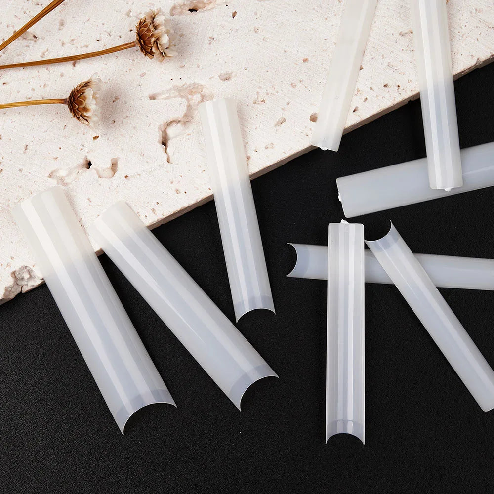 504Pcs Press On Nails 3XL Square Straight Extra Long False Nails Clear Natural Full Cover Acrylic Fake Nail Tips Manicure Tools