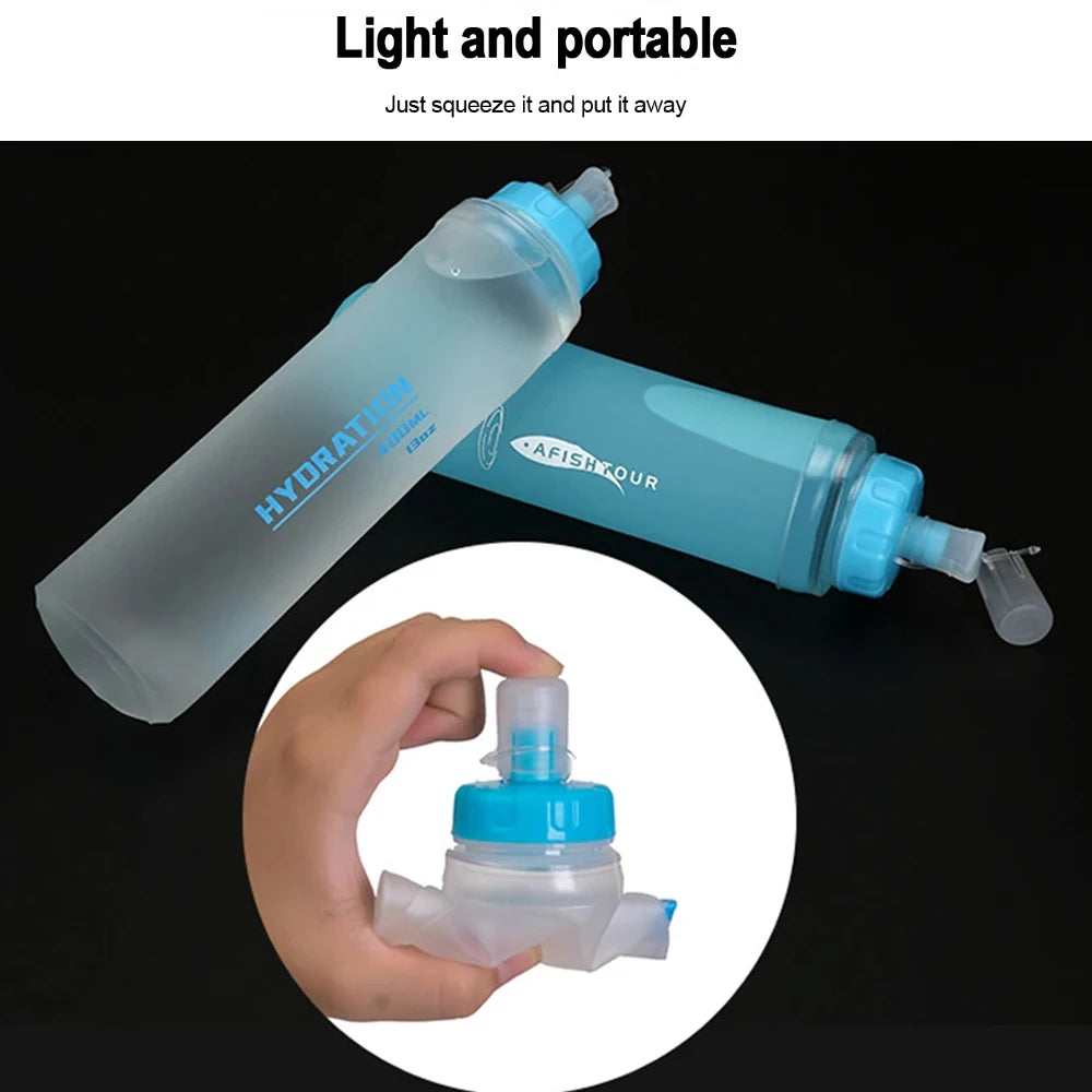 1PCS Soft Flask, Shrink As You Drink Soft Water Bottle for Hydration Pack, Folding Water Bottle Running,Hiking,Cycling,Climbing